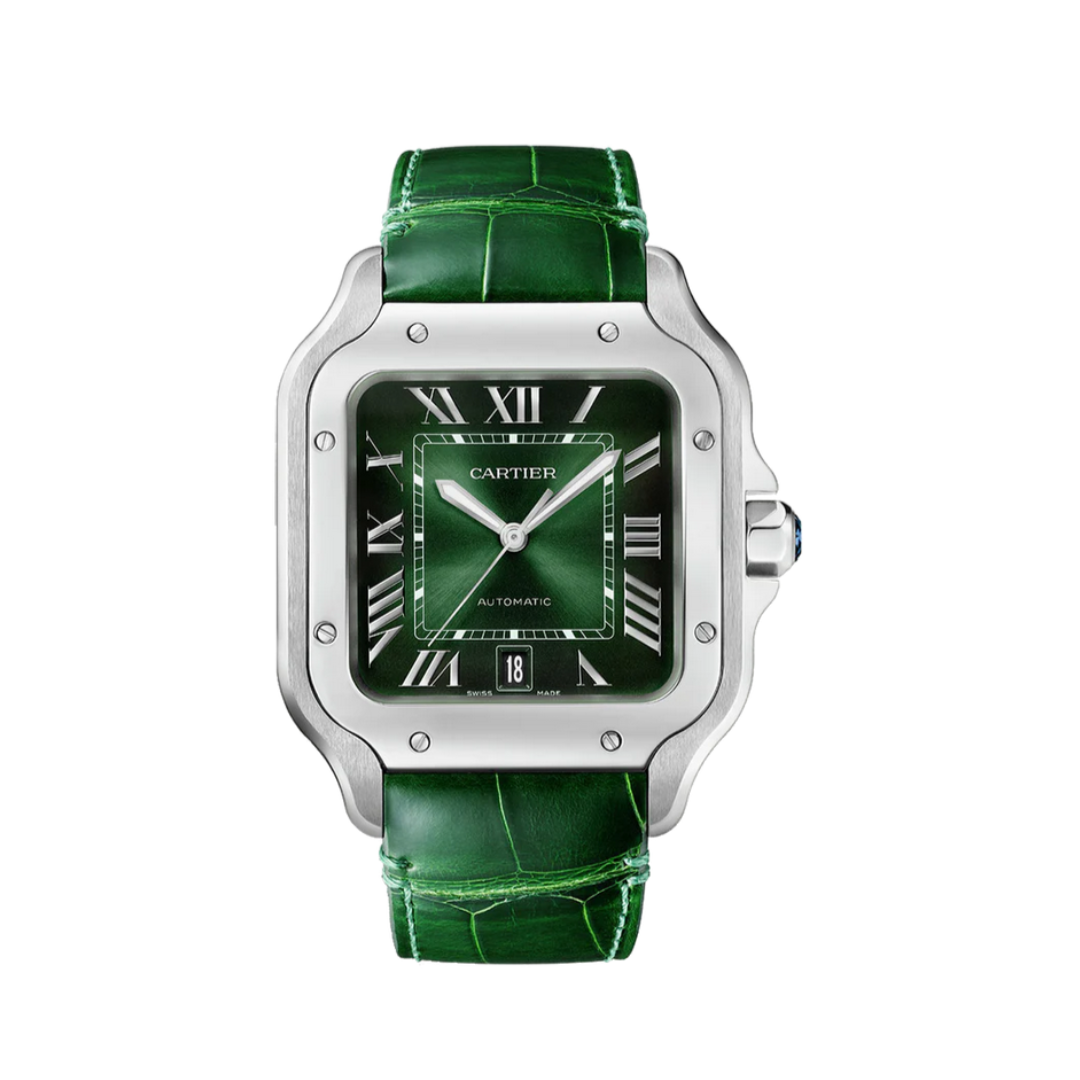 Cartier Santos Green Dial Large Strap