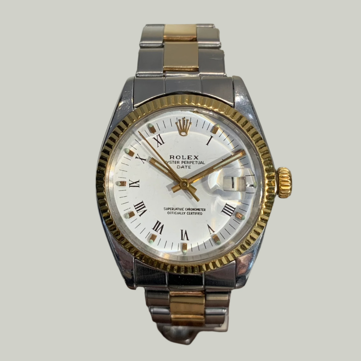 34mm Rolex DateJust two tone with stainless steel and yellow gold.