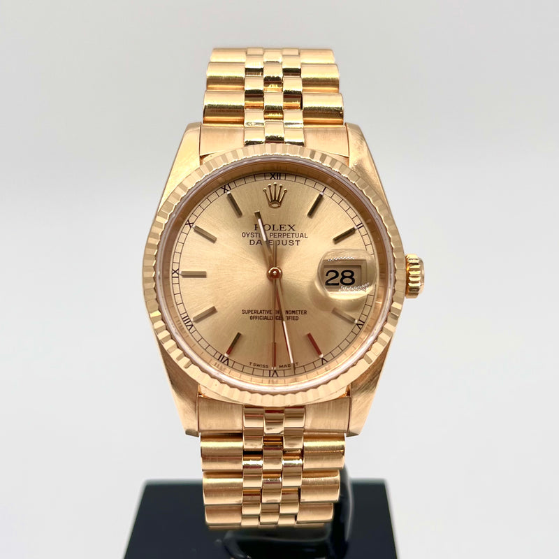 Rolex DateJust Champagne Dial | Preowned Gold Rolex DateJust